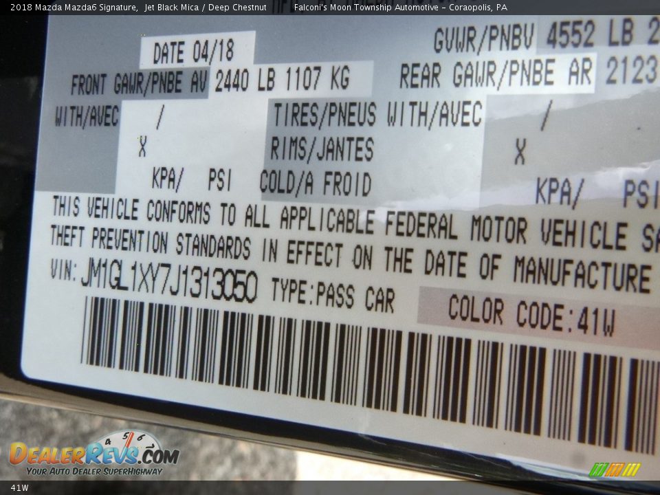 Mazda Color Code 41W Jet Black Mica