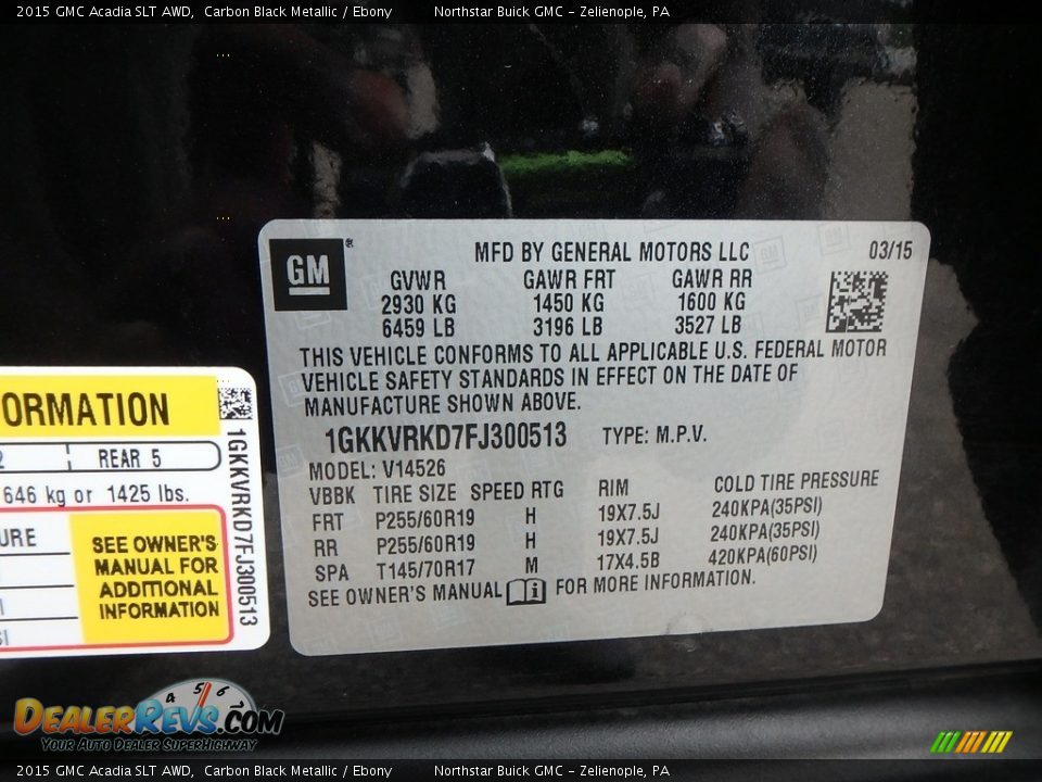 2015 GMC Acadia SLT AWD Carbon Black Metallic / Ebony Photo #21