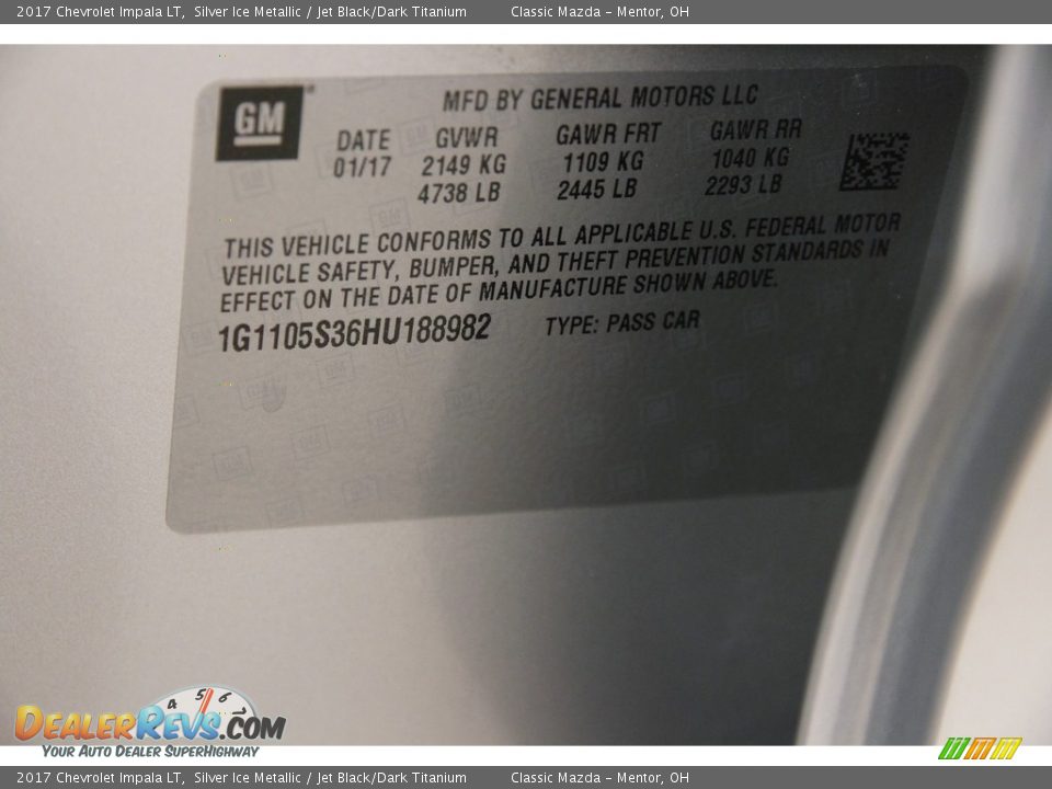2017 Chevrolet Impala LT Silver Ice Metallic / Jet Black/Dark Titanium Photo #18