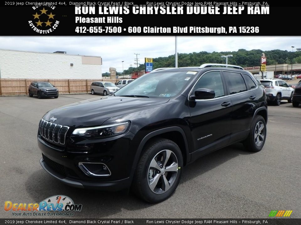 2019 Jeep Cherokee Limited 4x4 Diamond Black Crystal Pearl / Black Photo #1