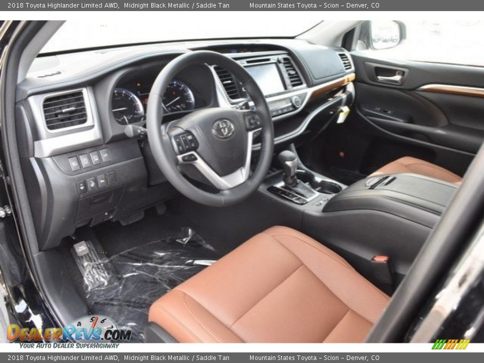 2018 Toyota Highlander Limited AWD Midnight Black Metallic / Saddle Tan Photo #5