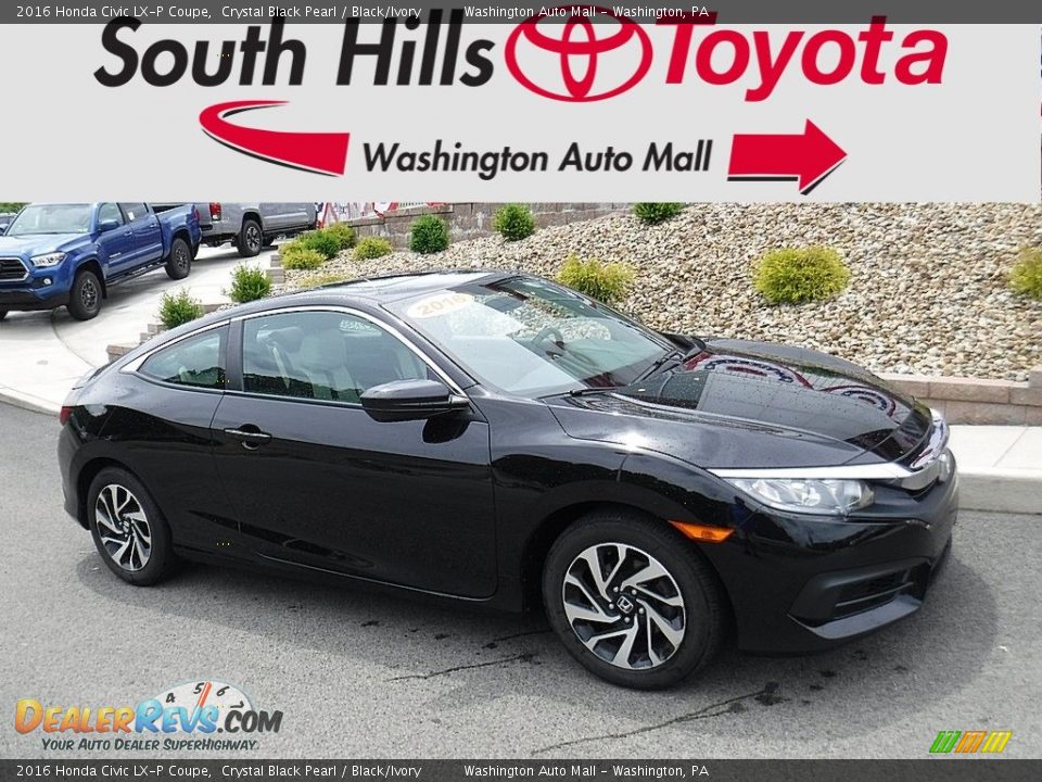 2016 Honda Civic LX-P Coupe Crystal Black Pearl / Black/Ivory Photo #1