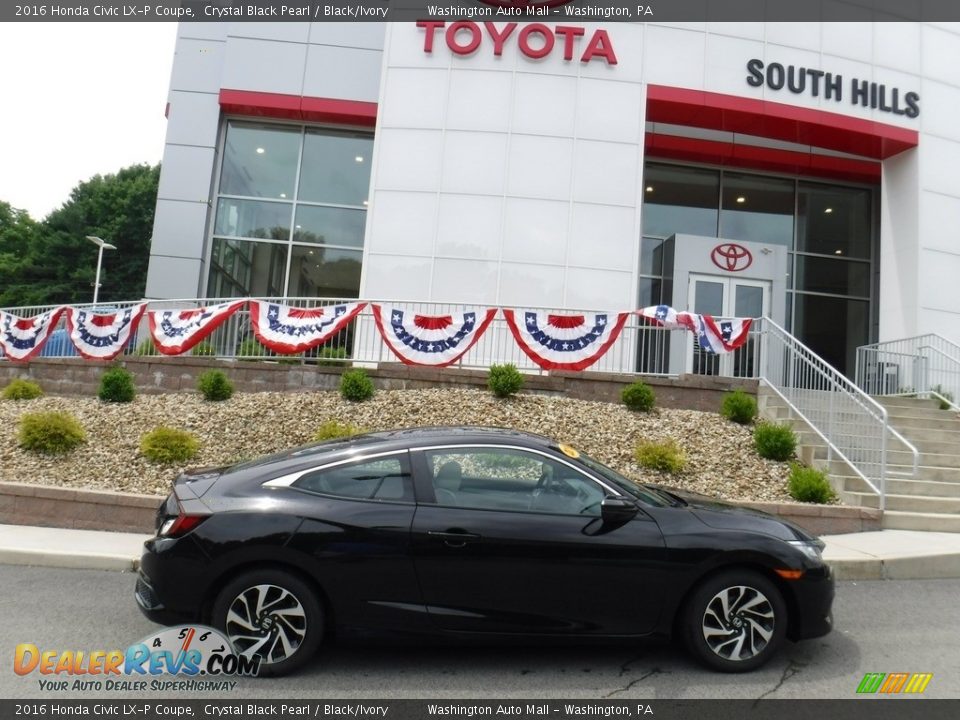 2016 Honda Civic LX-P Coupe Crystal Black Pearl / Black/Ivory Photo #2