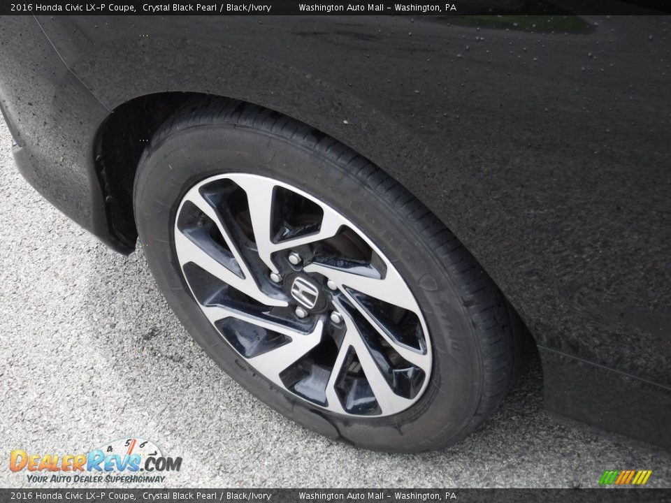 2016 Honda Civic LX-P Coupe Crystal Black Pearl / Black/Ivory Photo #3