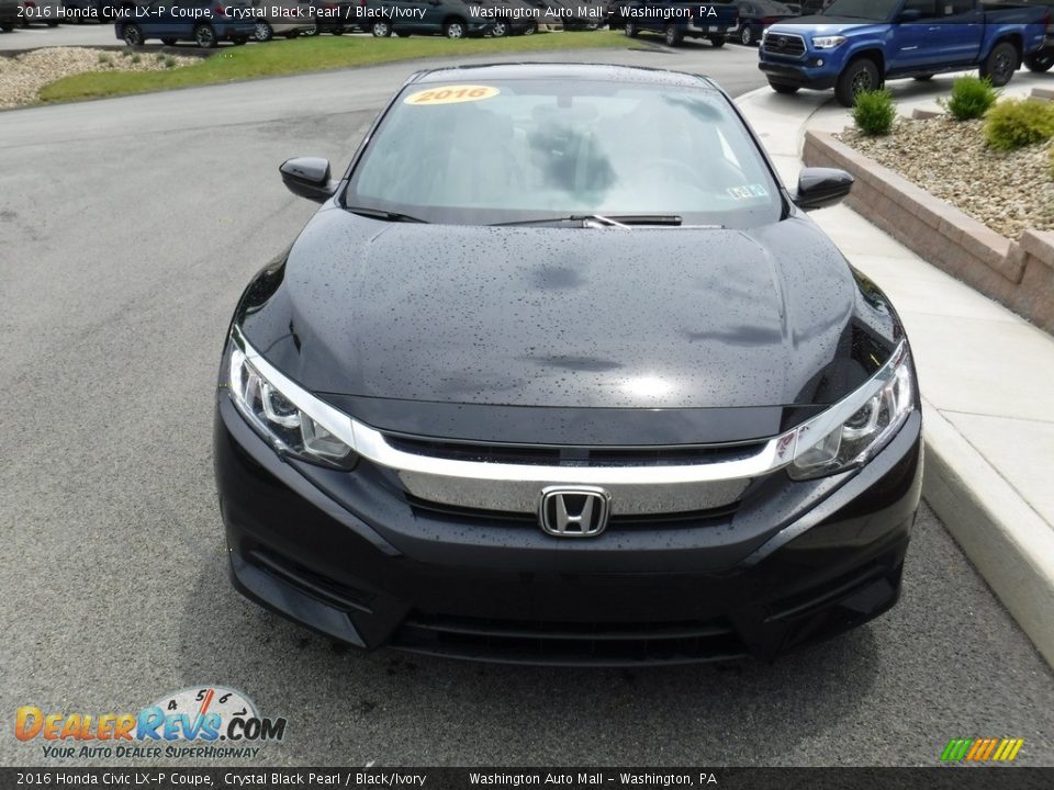 2016 Honda Civic LX-P Coupe Crystal Black Pearl / Black/Ivory Photo #5