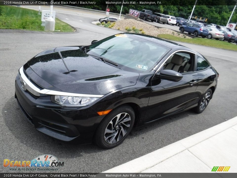 2016 Honda Civic LX-P Coupe Crystal Black Pearl / Black/Ivory Photo #6