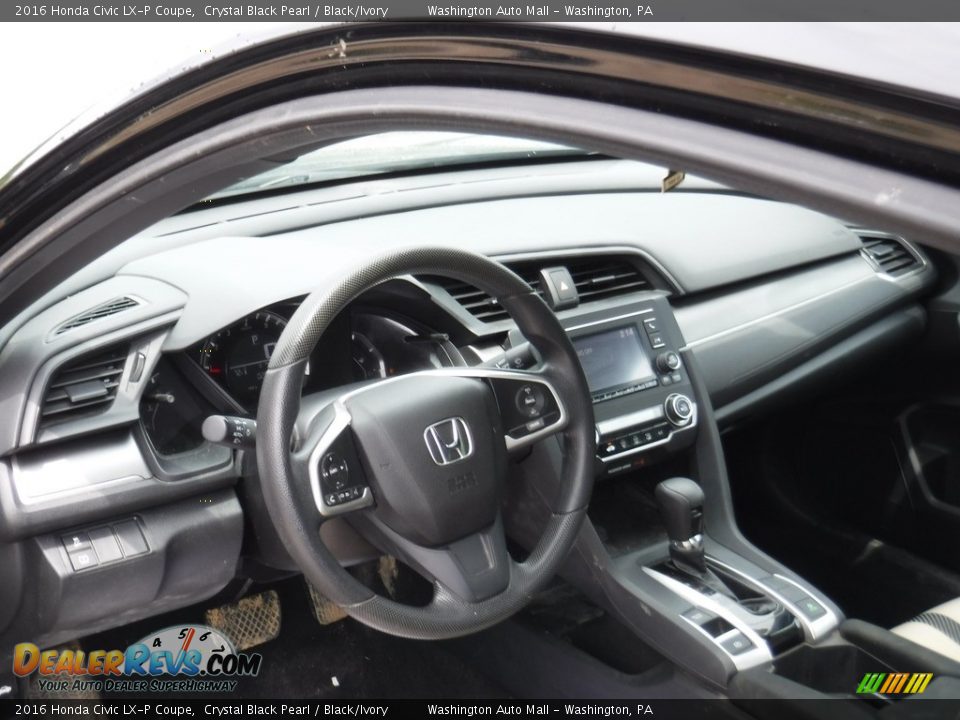 2016 Honda Civic LX-P Coupe Crystal Black Pearl / Black/Ivory Photo #10