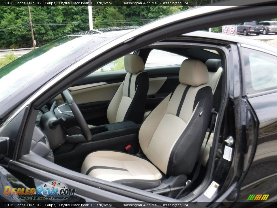 2016 Honda Civic LX-P Coupe Crystal Black Pearl / Black/Ivory Photo #11