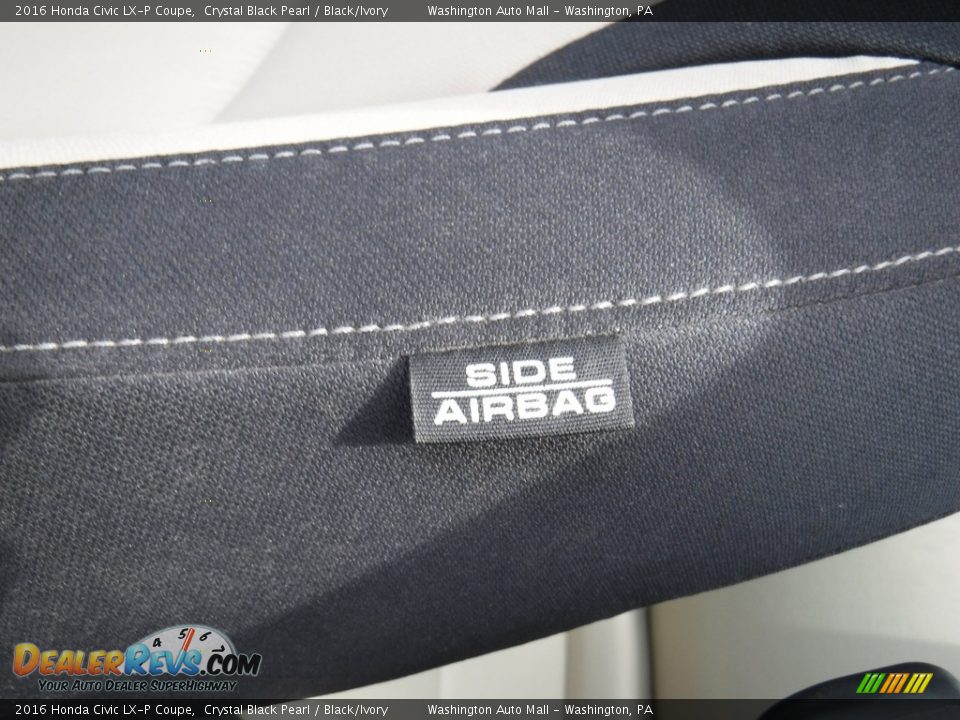 2016 Honda Civic LX-P Coupe Crystal Black Pearl / Black/Ivory Photo #12