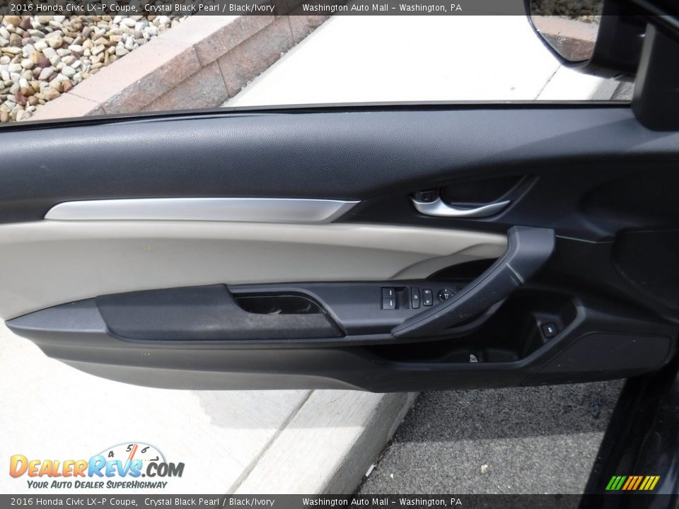 2016 Honda Civic LX-P Coupe Crystal Black Pearl / Black/Ivory Photo #13