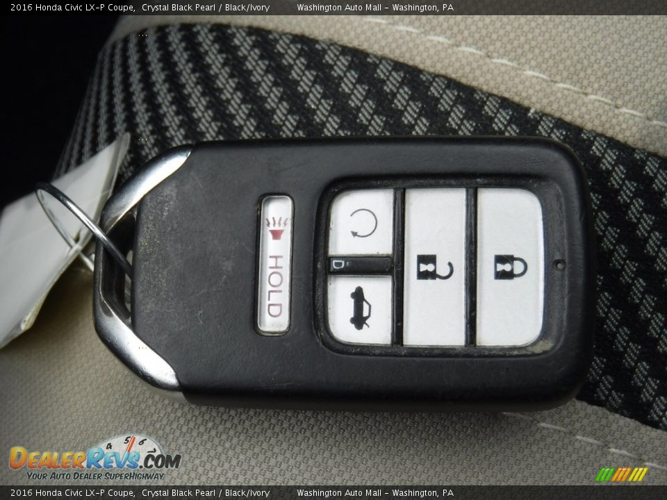 2016 Honda Civic LX-P Coupe Crystal Black Pearl / Black/Ivory Photo #17