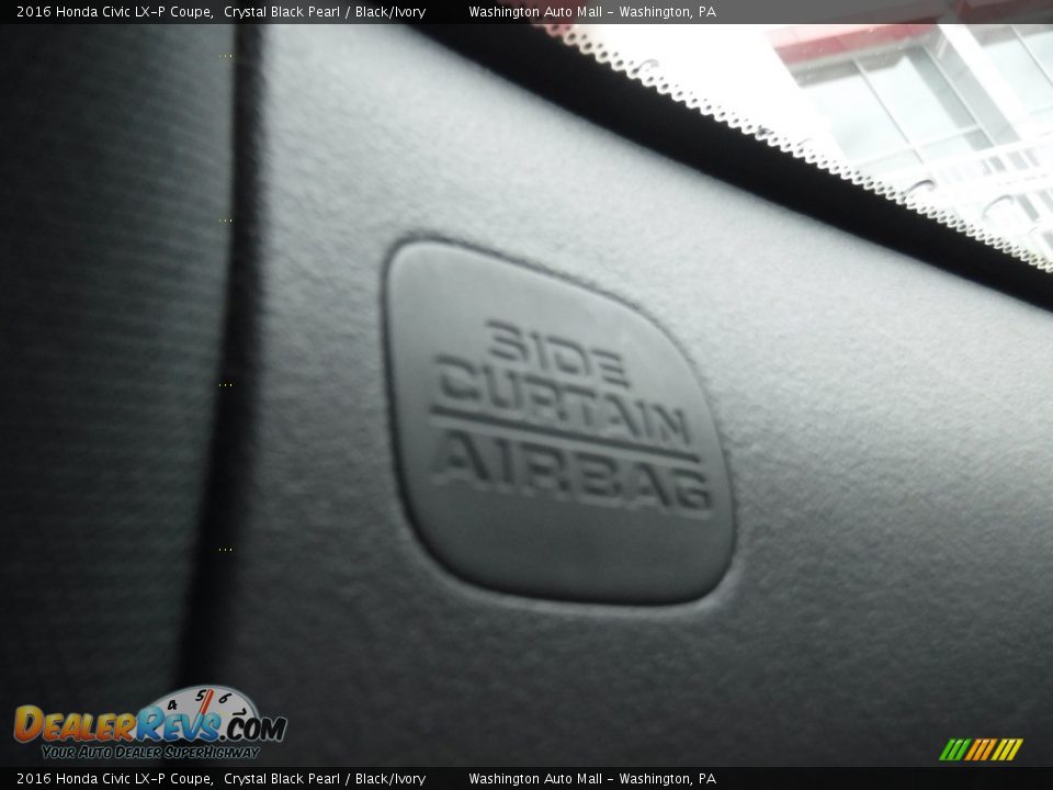 2016 Honda Civic LX-P Coupe Crystal Black Pearl / Black/Ivory Photo #18