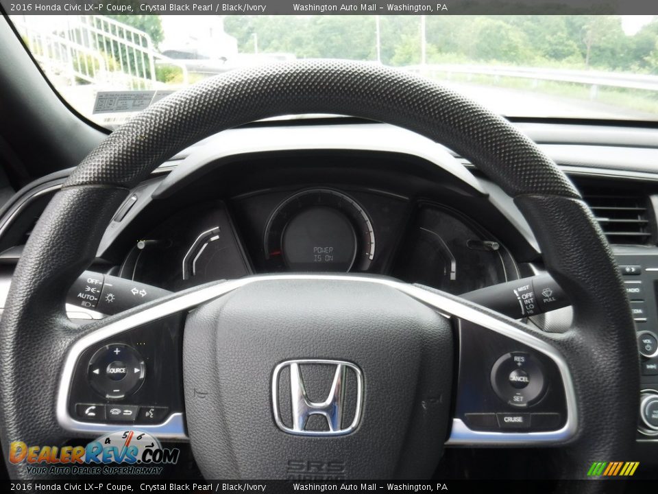 2016 Honda Civic LX-P Coupe Crystal Black Pearl / Black/Ivory Photo #20