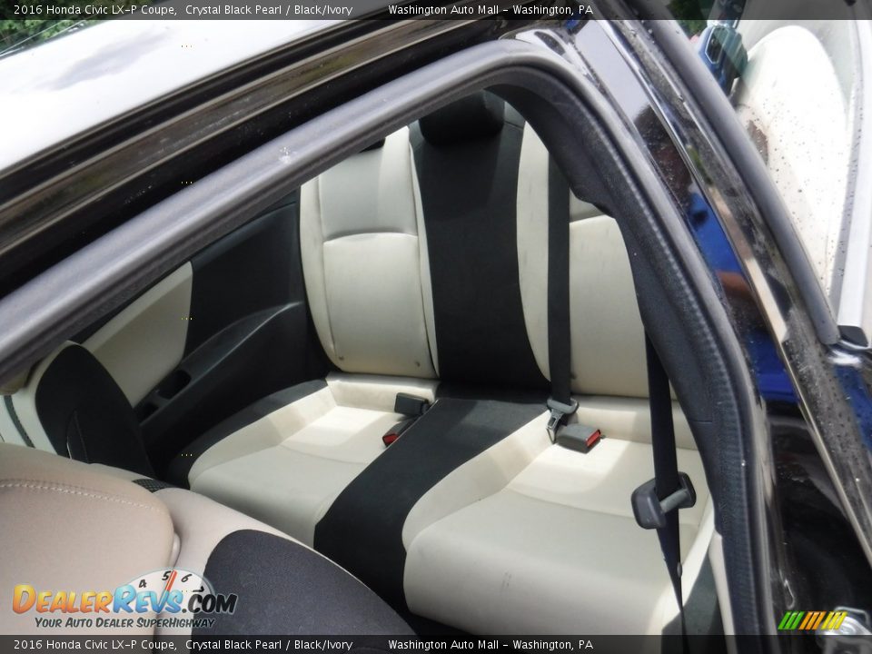 2016 Honda Civic LX-P Coupe Crystal Black Pearl / Black/Ivory Photo #22