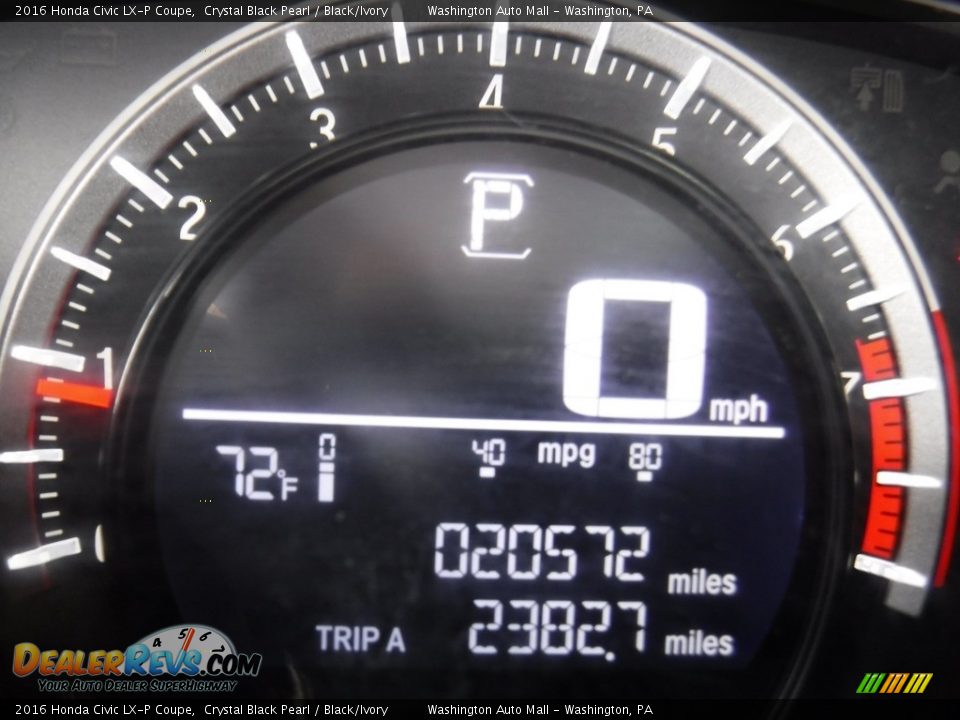 2016 Honda Civic LX-P Coupe Crystal Black Pearl / Black/Ivory Photo #25