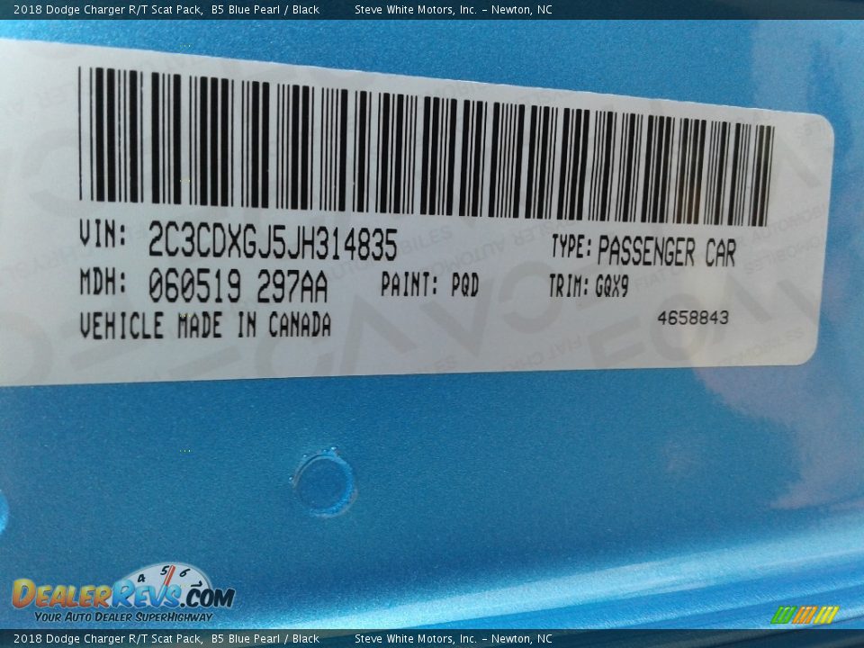 2018 Dodge Charger R/T Scat Pack B5 Blue Pearl / Black Photo #33