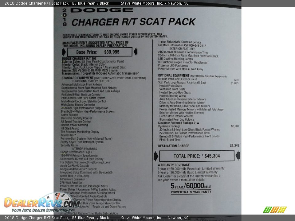 2018 Dodge Charger R/T Scat Pack B5 Blue Pearl / Black Photo #34