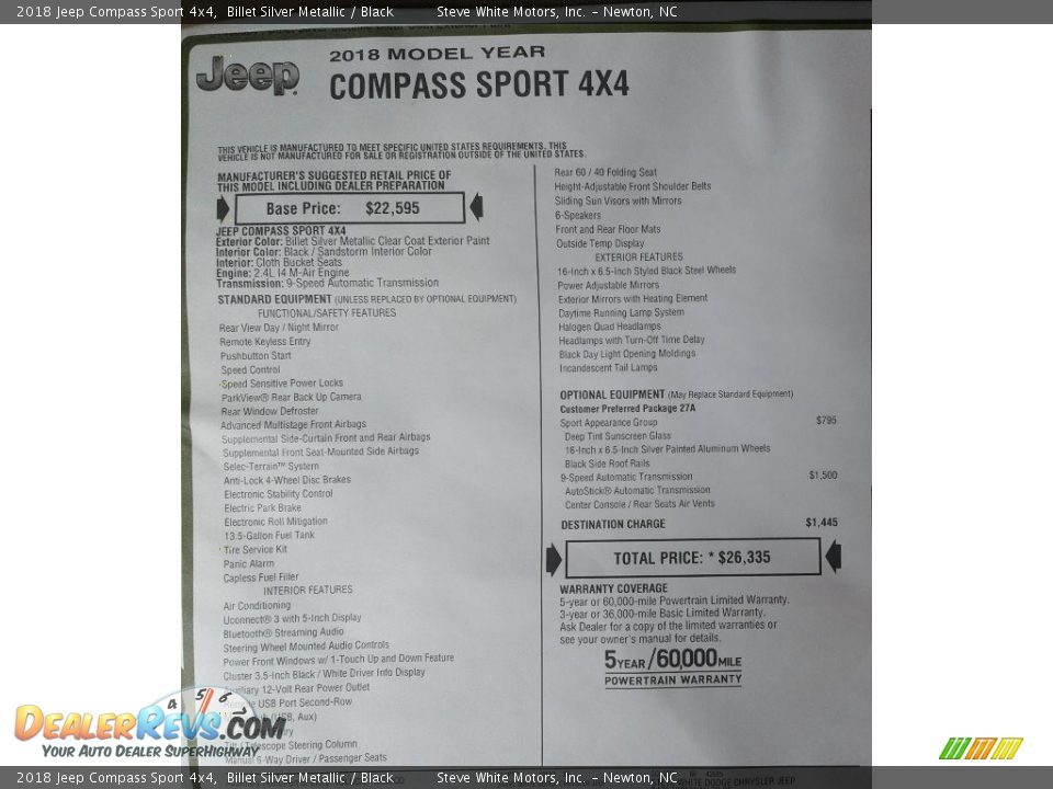 2018 Jeep Compass Sport 4x4 Billet Silver Metallic / Black Photo #28