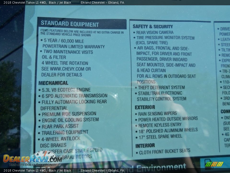 2018 Chevrolet Tahoe LS 4WD Black / Jet Black Photo #16