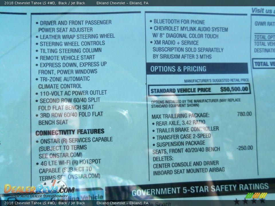 2018 Chevrolet Tahoe LS 4WD Black / Jet Black Photo #17