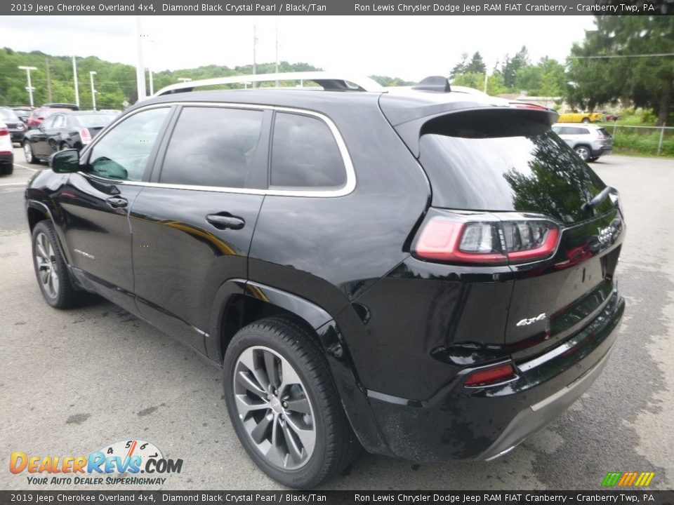 2019 Jeep Cherokee Overland 4x4 Diamond Black Crystal Pearl / Black/Tan Photo #3