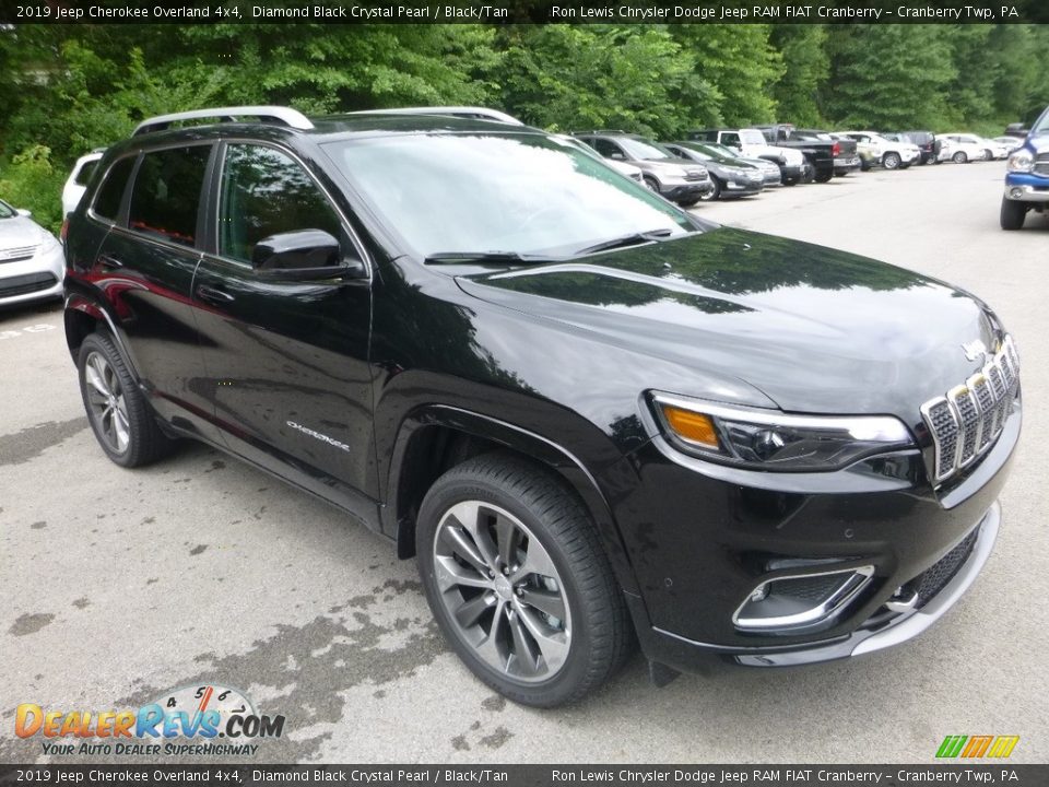 2019 Jeep Cherokee Overland 4x4 Diamond Black Crystal Pearl / Black/Tan Photo #7