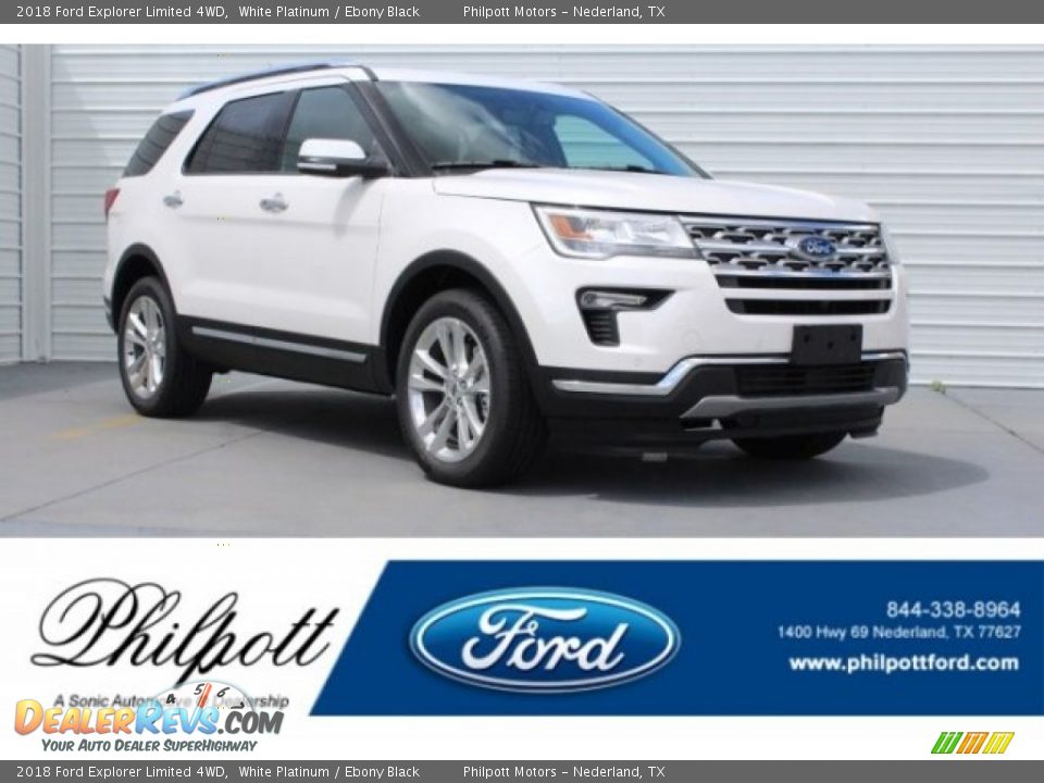 2018 Ford Explorer Limited 4WD White Platinum / Ebony Black Photo #1