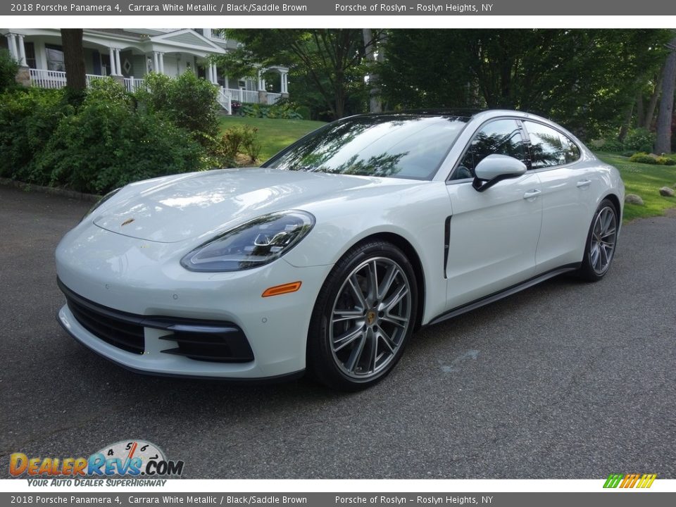 2018 Porsche Panamera 4 Carrara White Metallic / Black/Saddle Brown Photo #1