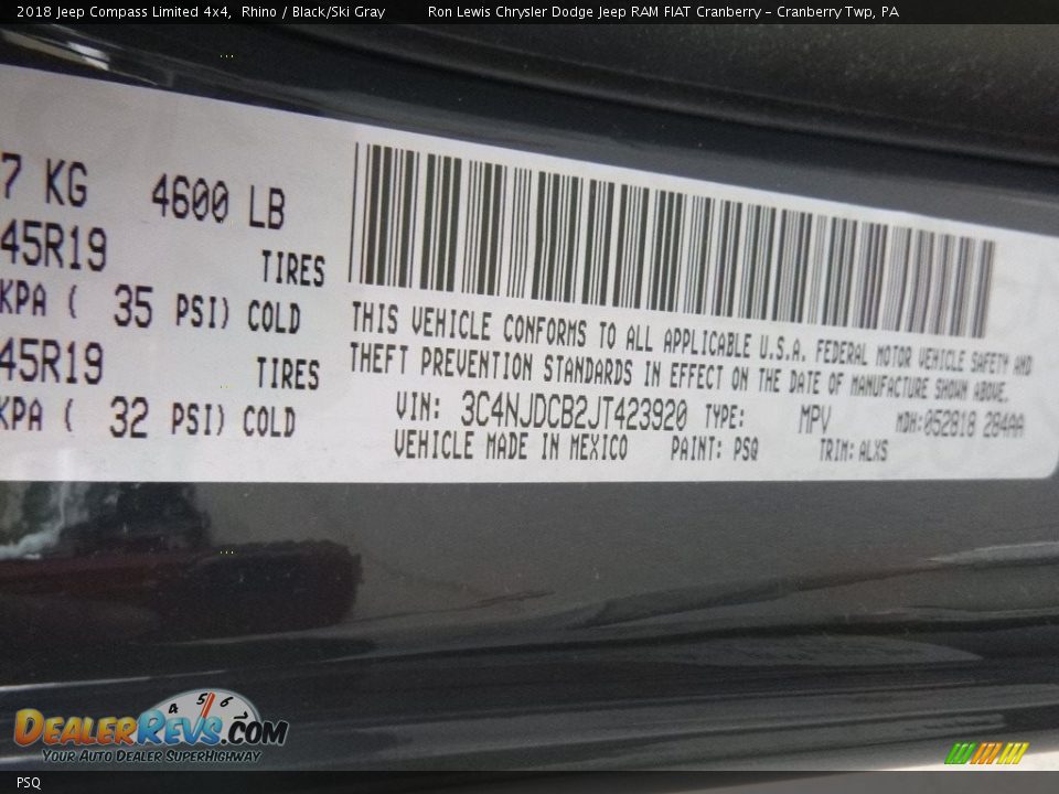 Jeep Color Code PSQ Rhino