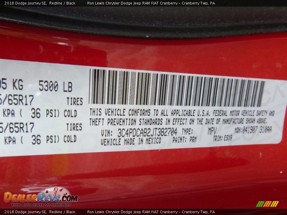 2018 Dodge Journey SE Redline / Black Photo #16