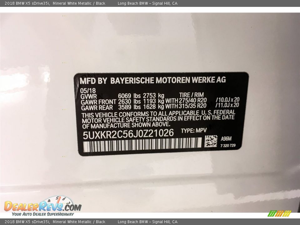 2018 BMW X5 sDrive35i Mineral White Metallic / Black Photo #11