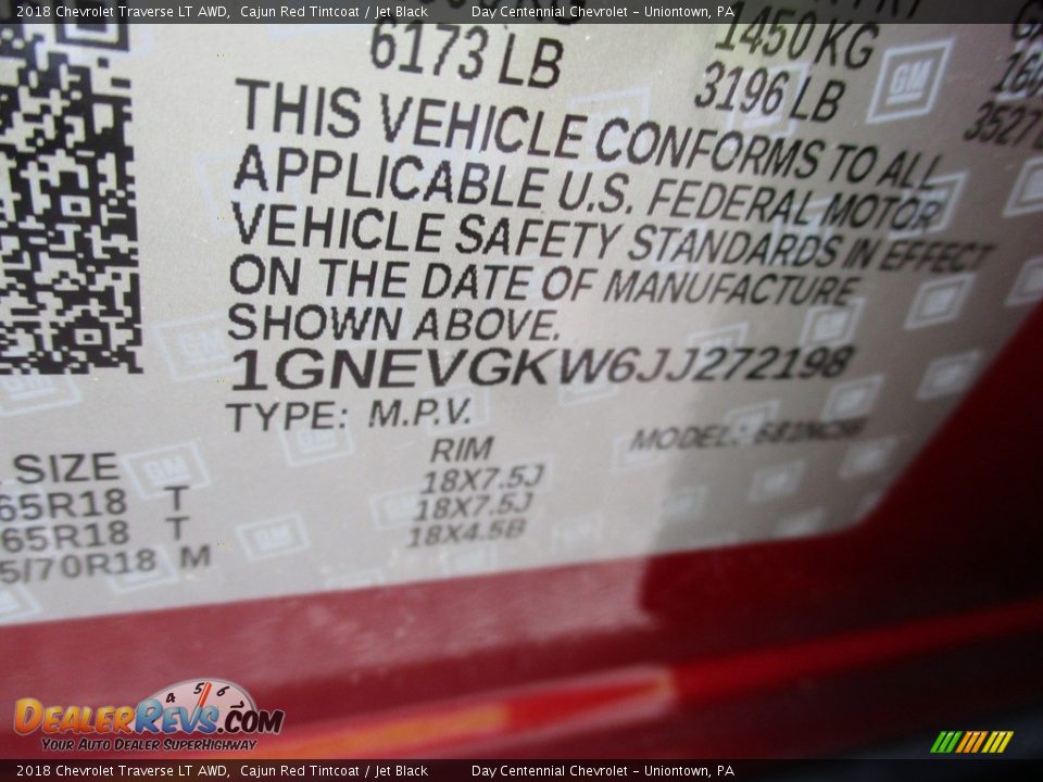 2018 Chevrolet Traverse LT AWD Cajun Red Tintcoat / Jet Black Photo #20