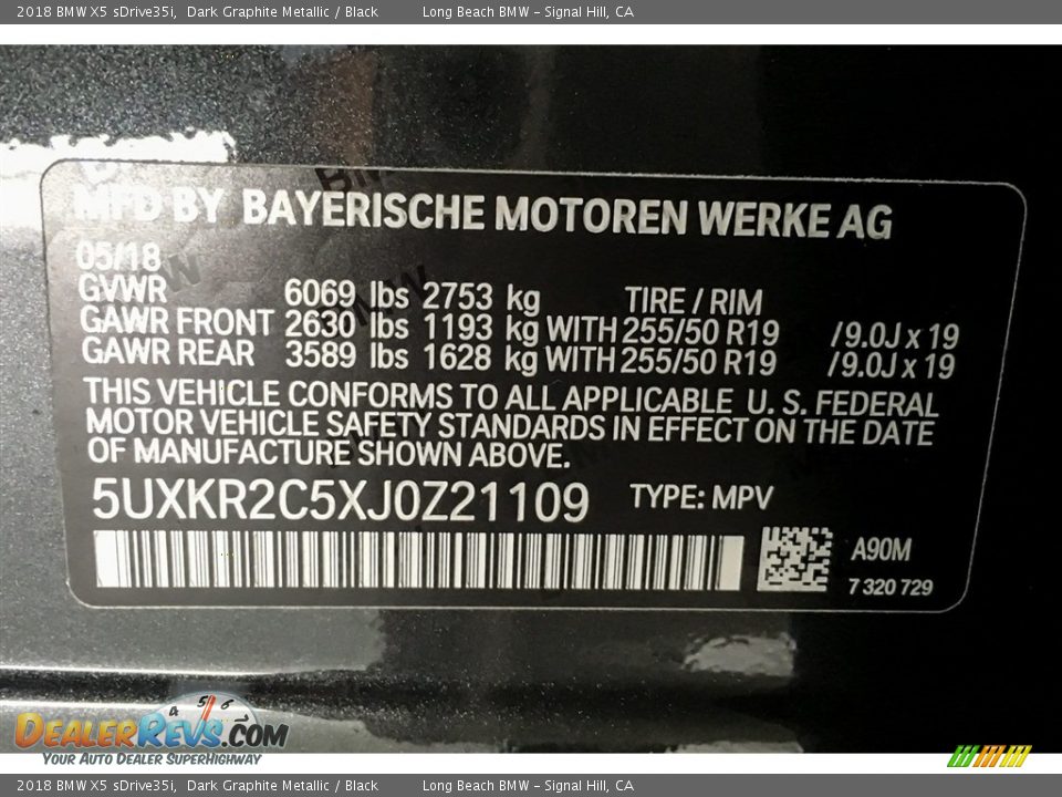 2018 BMW X5 sDrive35i Dark Graphite Metallic / Black Photo #11