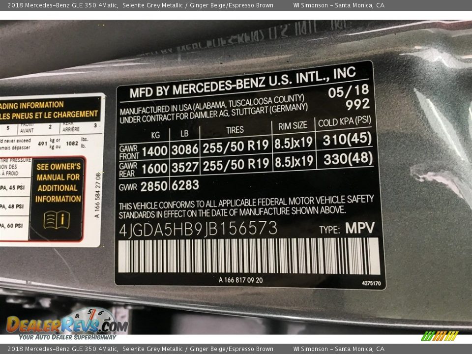 2018 Mercedes-Benz GLE 350 4Matic Selenite Grey Metallic / Ginger Beige/Espresso Brown Photo #11