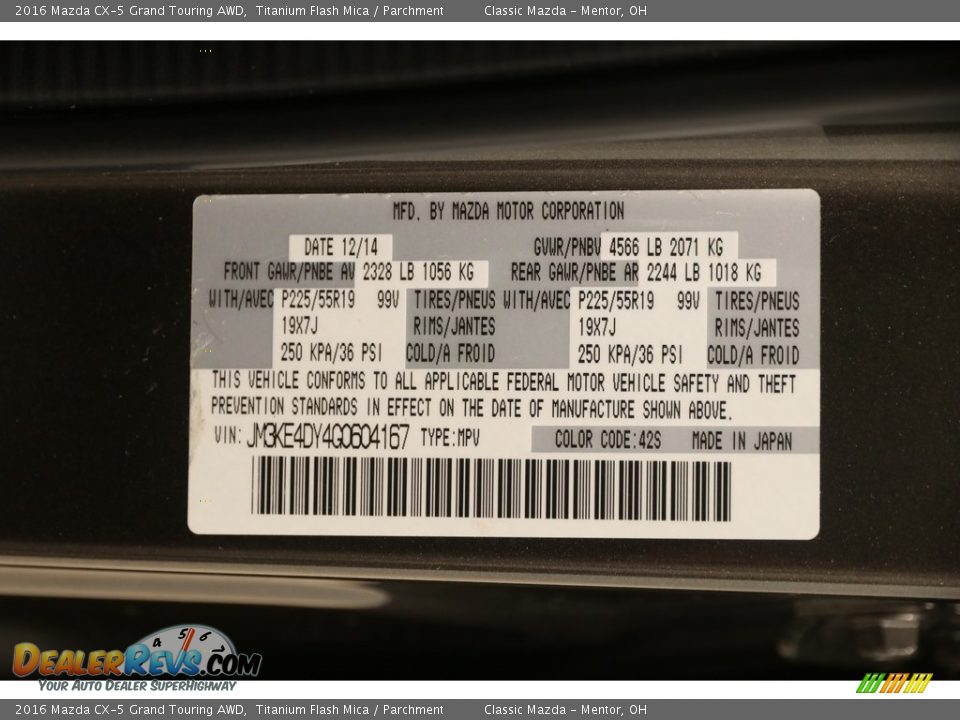 2016 Mazda CX-5 Grand Touring AWD Titanium Flash Mica / Parchment Photo #28