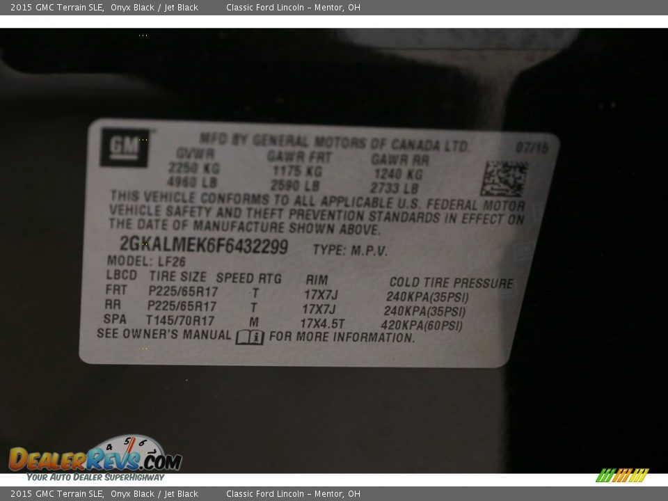 2015 GMC Terrain SLE Onyx Black / Jet Black Photo #20