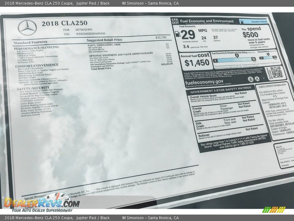 2018 Mercedes-Benz CLA 250 Coupe Jupiter Red / Black Photo #10