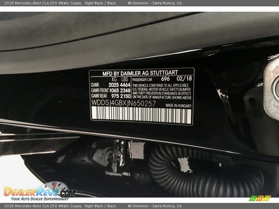 2018 Mercedes-Benz CLA 250 4Matic Coupe Night Black / Black Photo #11