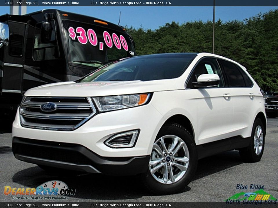 2018 Ford Edge SEL White Platinum / Dune Photo #1