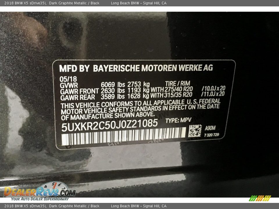 2018 BMW X5 sDrive35i Dark Graphite Metallic / Black Photo #11