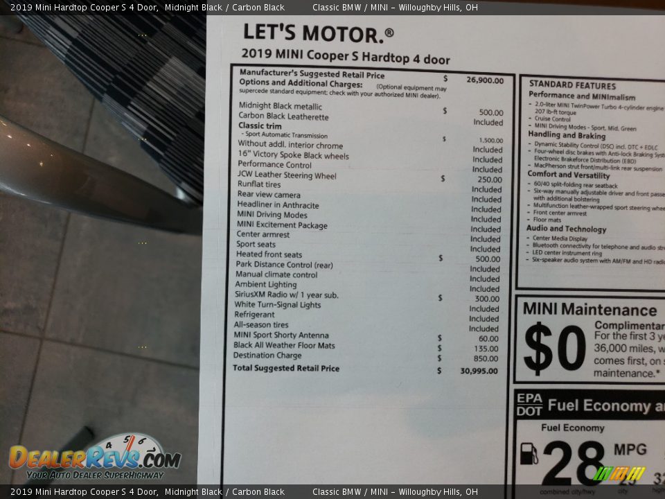 2019 Mini Hardtop Cooper S 4 Door Midnight Black / Carbon Black Photo #9