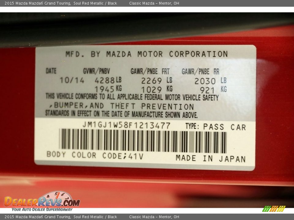 2015 Mazda Mazda6 Grand Touring Soul Red Metallic / Black Photo #23