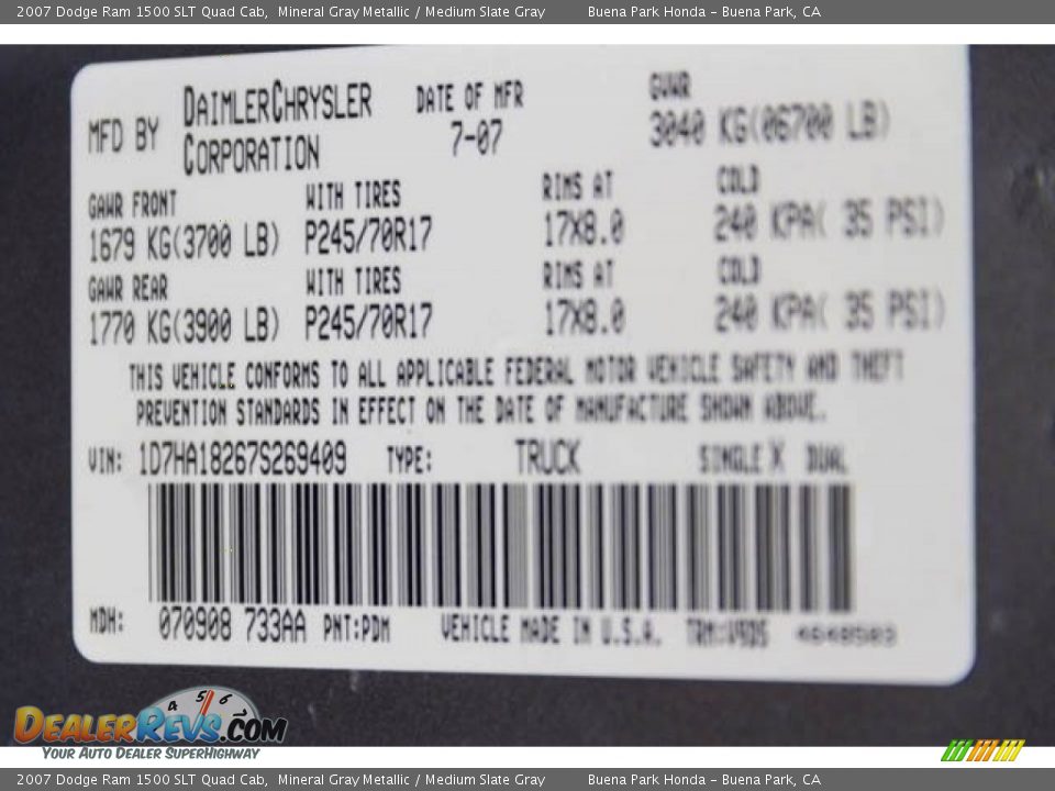 2007 Dodge Ram 1500 SLT Quad Cab Mineral Gray Metallic / Medium Slate Gray Photo #35