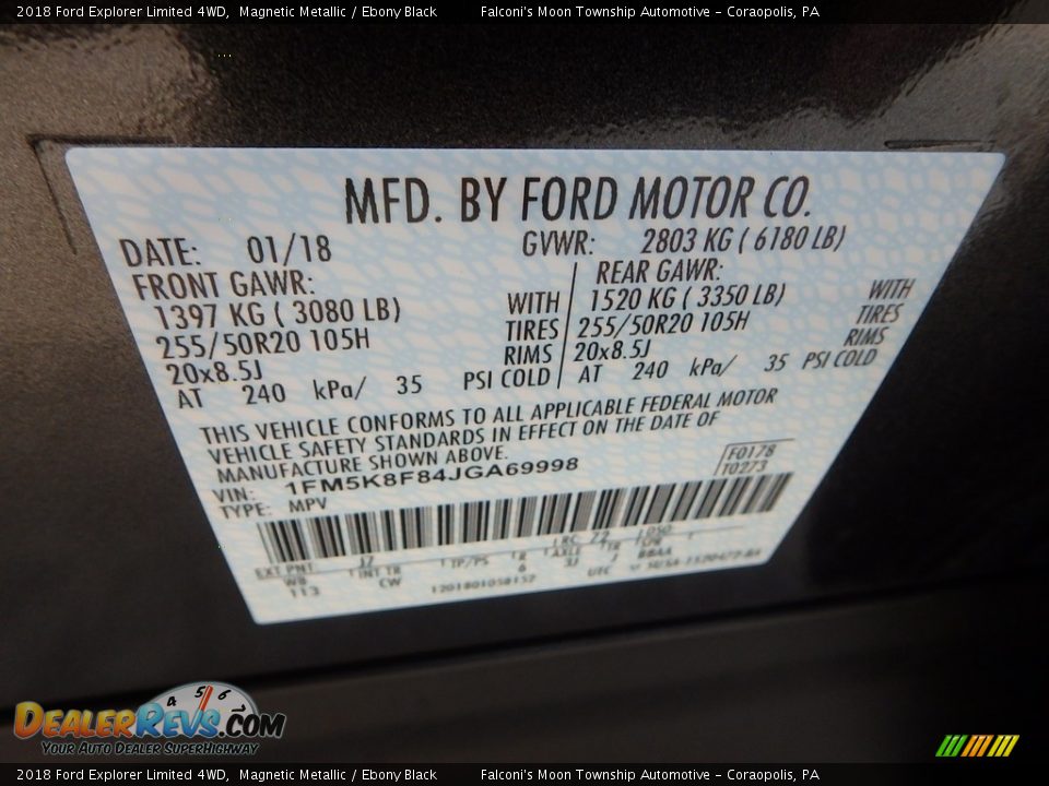 2018 Ford Explorer Limited 4WD Magnetic Metallic / Ebony Black Photo #23