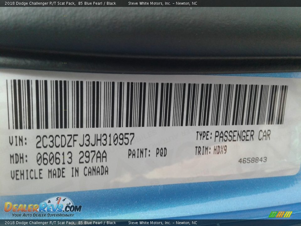 2018 Dodge Challenger R/T Scat Pack B5 Blue Pearl / Black Photo #32
