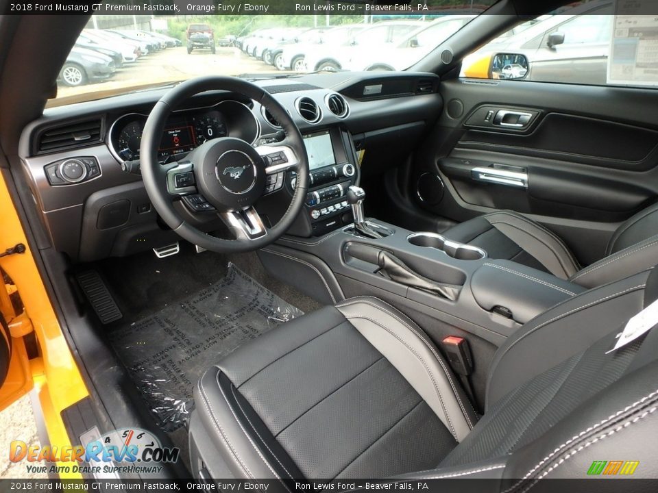 Ebony Interior - 2018 Ford Mustang GT Premium Fastback Photo #13
