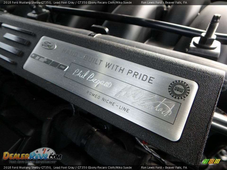 Info Tag of 2018 Ford Mustang Shelby GT350 Photo #10