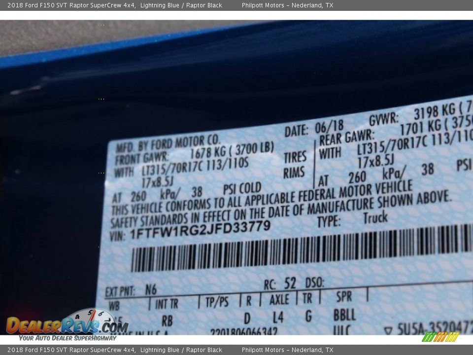 2018 Ford F150 SVT Raptor SuperCrew 4x4 Lightning Blue / Raptor Black Photo #36