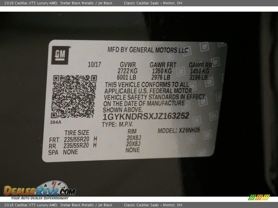 2018 Cadillac XT5 Luxury AWD Stellar Black Metallic / Jet Black Photo #23
