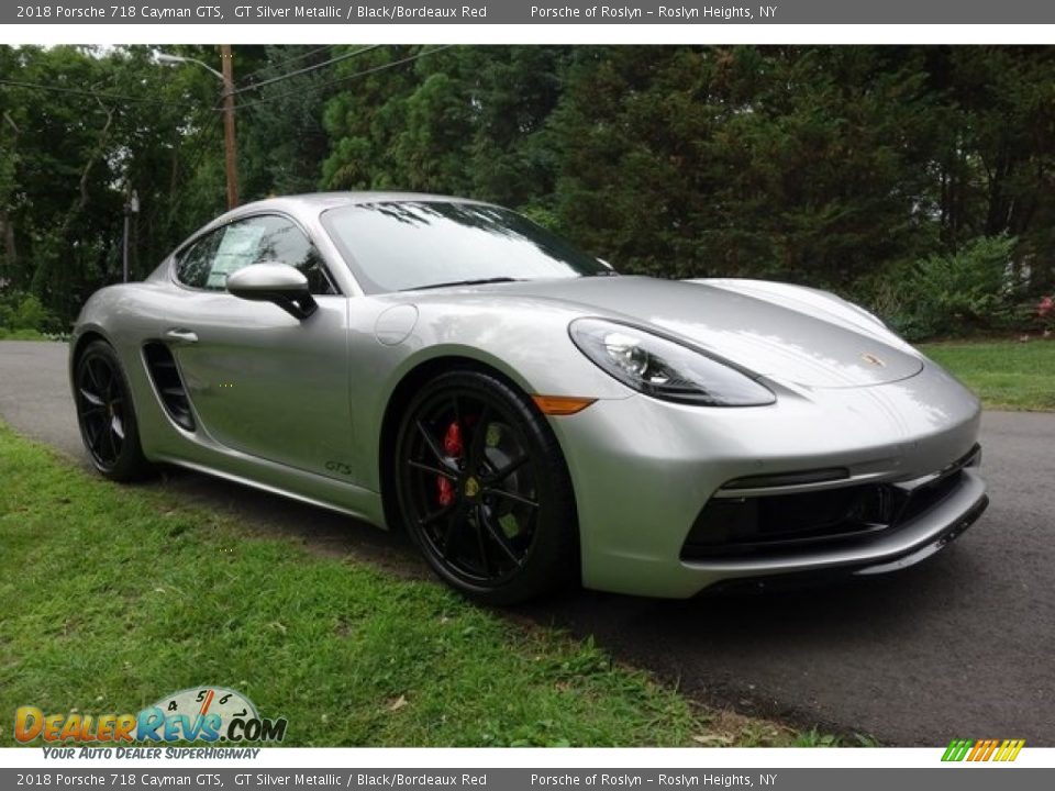 2018 Porsche 718 Cayman GTS GT Silver Metallic / Black/Bordeaux Red Photo #1
